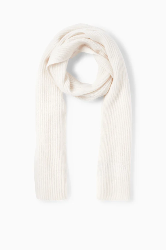 Cashmere scarf - ribbed cremewhite