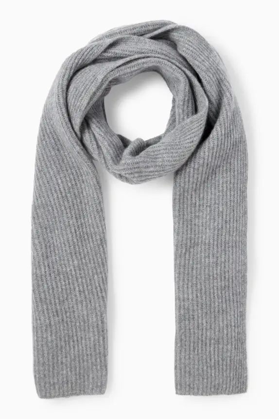 Cashmere scarf - ribbed gray