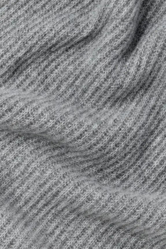 Cashmere scarf - ribbed gray