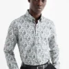 Business shirt - regular fit - button-down collar - patterned gray