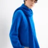 Cashmere scarf - ribbed blue