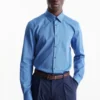 Business shirt - slim fit - kent collar - easy-iron - patterned blue