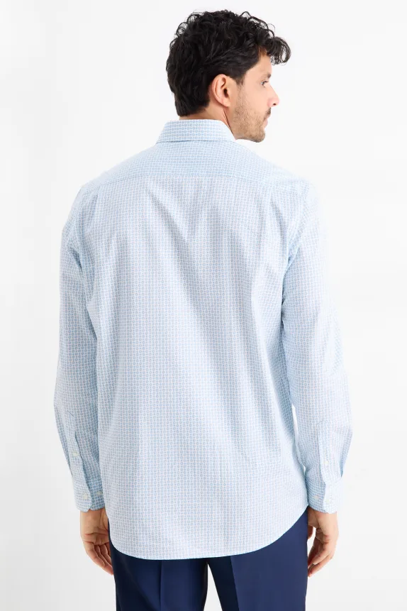 Business shirt - regular fit - kent collar - easy-iron - patterned white / light blue