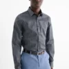 Business shirt - regular fit - kent collar - easy-iron - patterned dark blue