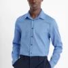 Business shirt - slim fit - kent collar - easy-iron - patterned blue