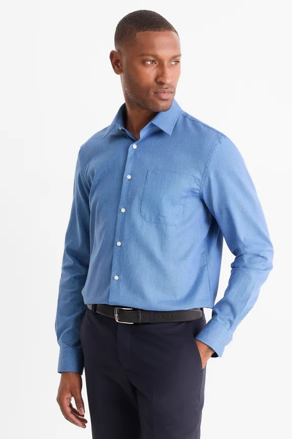 Business shirt - regular fit - Kent collar - easy-iron - patterned blue