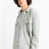 Shirt - relaxed fit - kent collar - textured mint green