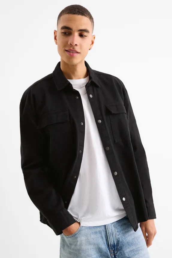 Denim shirt - regular fit - kent collar black