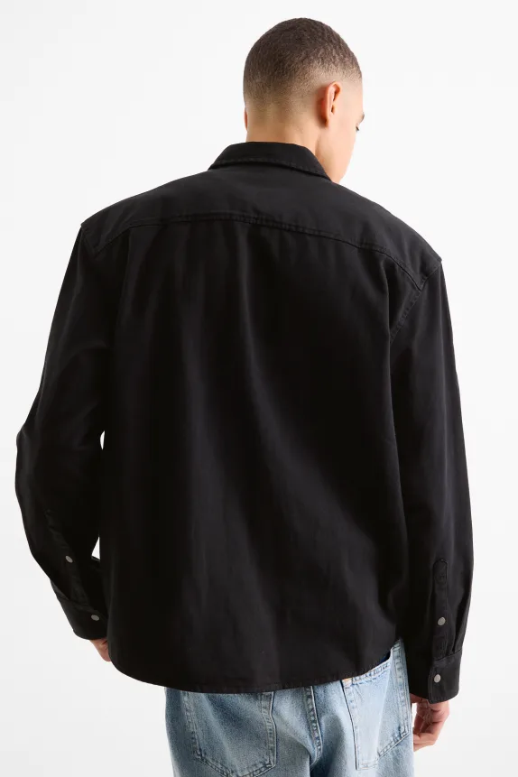 Denim shirt - regular fit - kent collar black