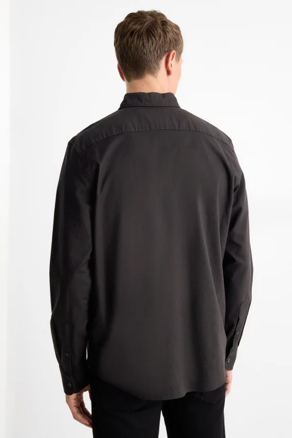 Shirt - regular fit - button-down collar black