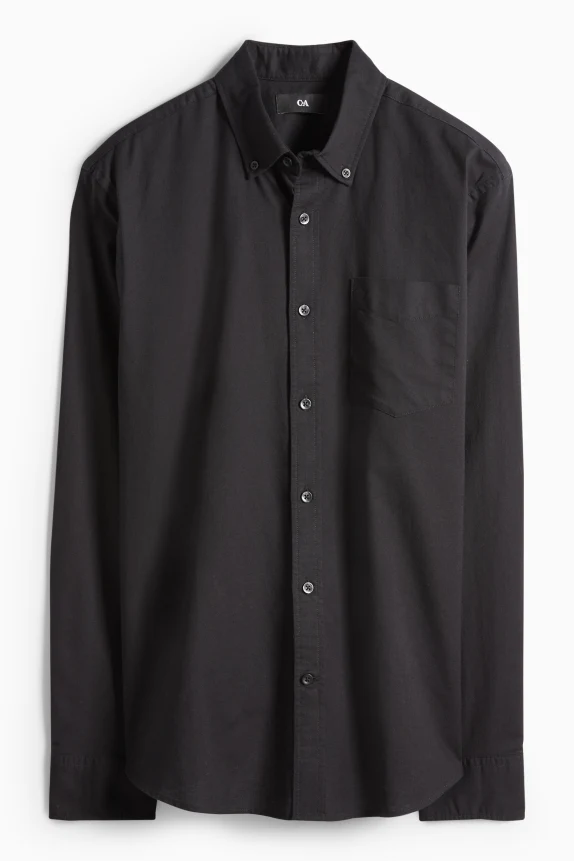 Shirt - regular fit - button-down collar black