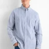 Shirt - regular fit - button-down collar - striped white / light blue