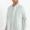Shirt - regular fit - button-down collar - striped mint green