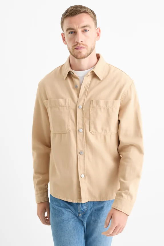Denim shirt - regular fit - kent collar beige