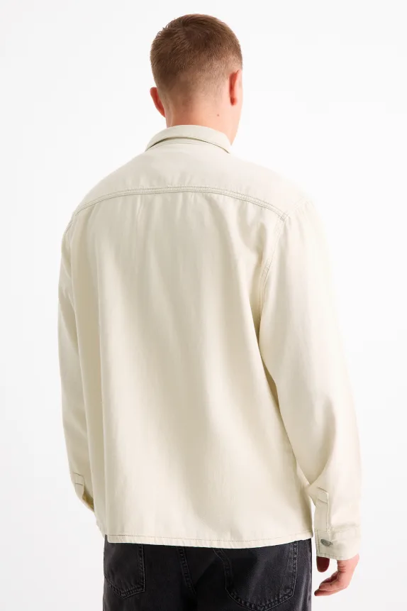Denim shirt - regular fit - kent collar cremewhite
