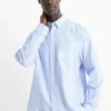 Shirt - regular fit - button-down collar light blue