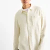 Shirt - relaxed fit - kent collar - ribbed white