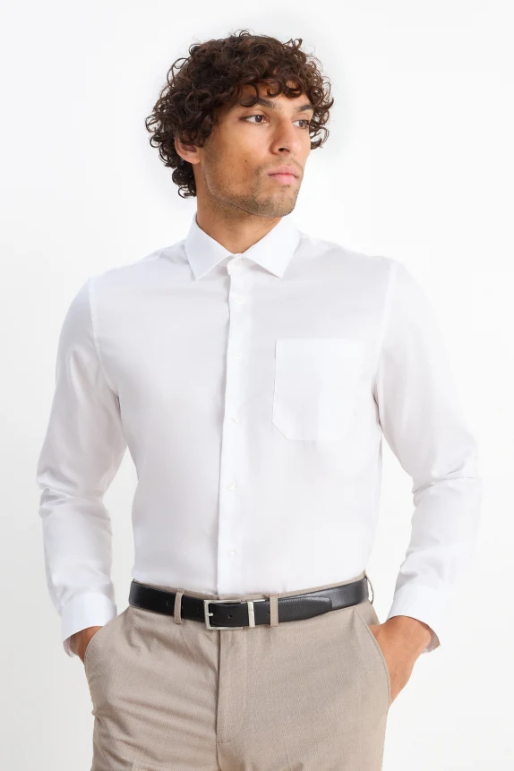 Business shirt - regular fit - kent collar - easy-iron white