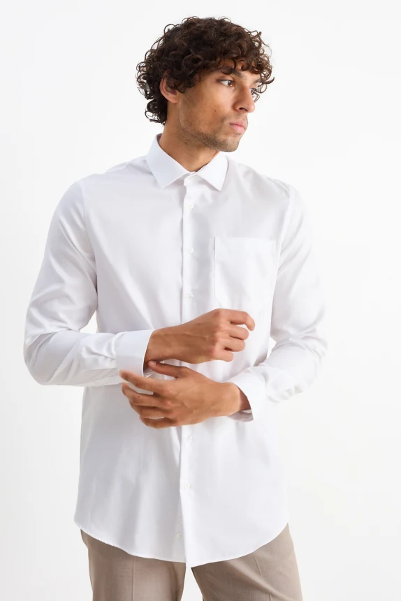 Business shirt - regular fit - kent collar - easy-iron white