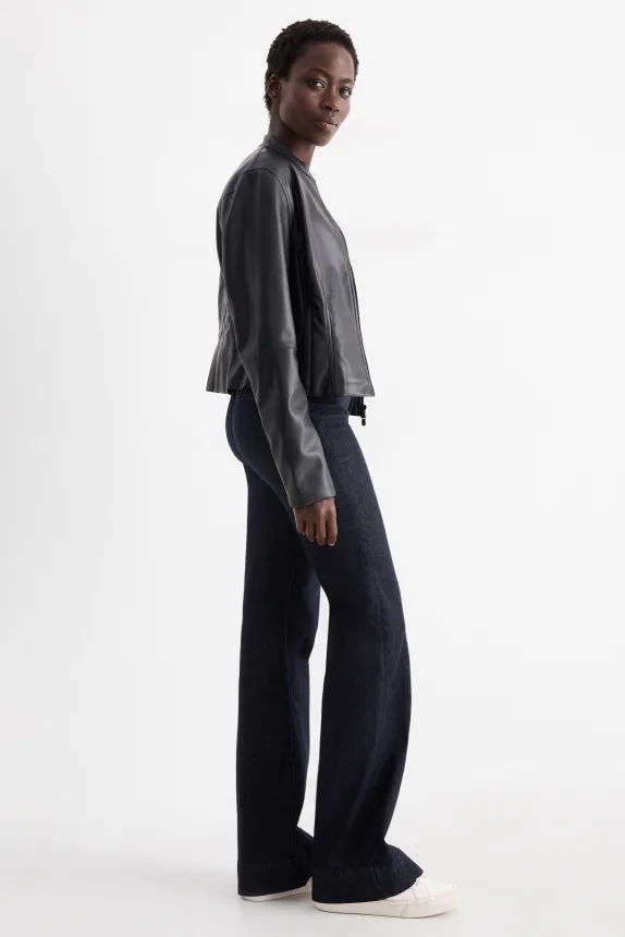 Flared jeans with belt - high waist - LYCRAÂ® denim-dark blue