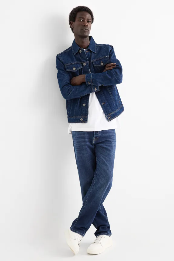 Regular jeans with button fly - thermal jeans - LYCRA® blue denim