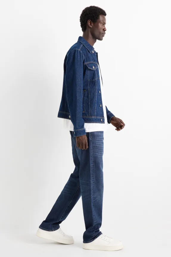 Regular jeans with button fly - thermal jeans - LYCRA® blue denim
