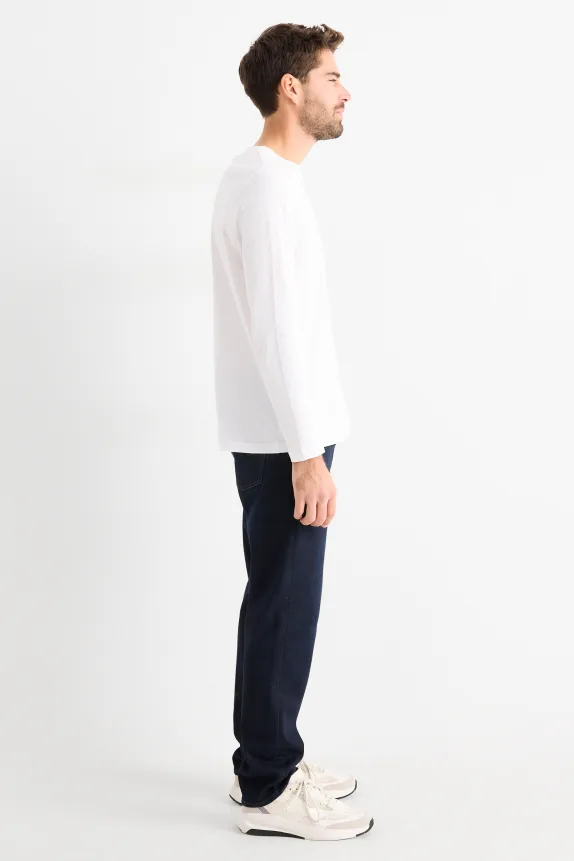 Regular jeans with button fly - thermal jeans - LYCRA® denim-dark blue