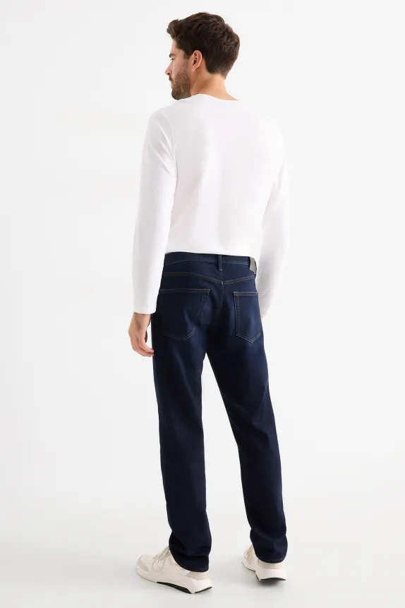 Regular jeans with button fly - thermal jeans - LYCRA® denim-dark blue
