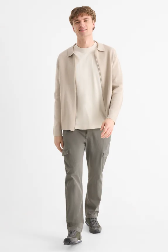 Cargo trousers - tapered fit - textured dark gray