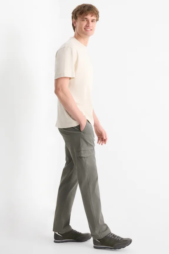 Cargo trousers - tapered fit - textured dark gray