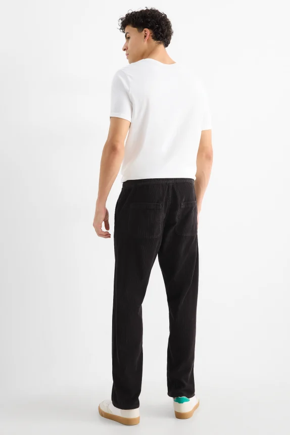 Corduroy trousers - relaxed fit black