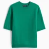 Knitted cashmere jumper - short sleeve green