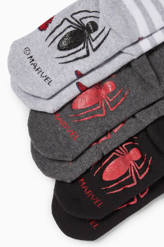 Multipack of 3 - Spider-Man - warm non-slip socks black / gray