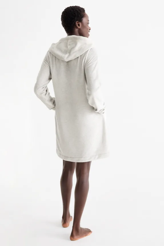 Fleece nightdress with hood - Lilo & Stitch light gray