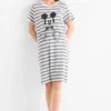 Nightdress - striped - Mickey Mouse gray-melange