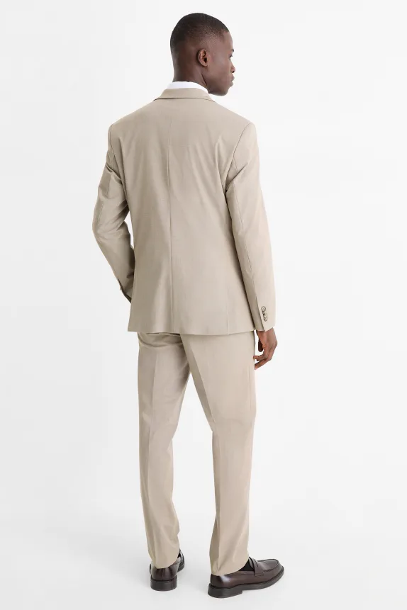 Suit with tie - regular fit - stretch - 4 piece gray-brown