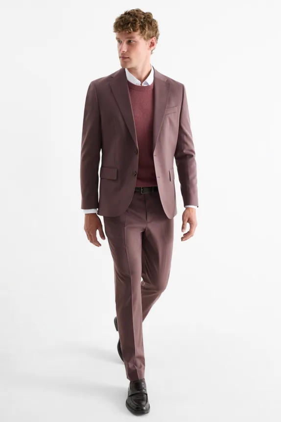 Mix & match suit trousers with new wool content - slim fit - stretch bordeaux