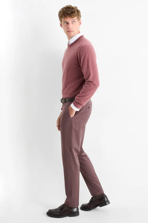Mix & match suit trousers with new wool content - slim fit - stretch bordeaux