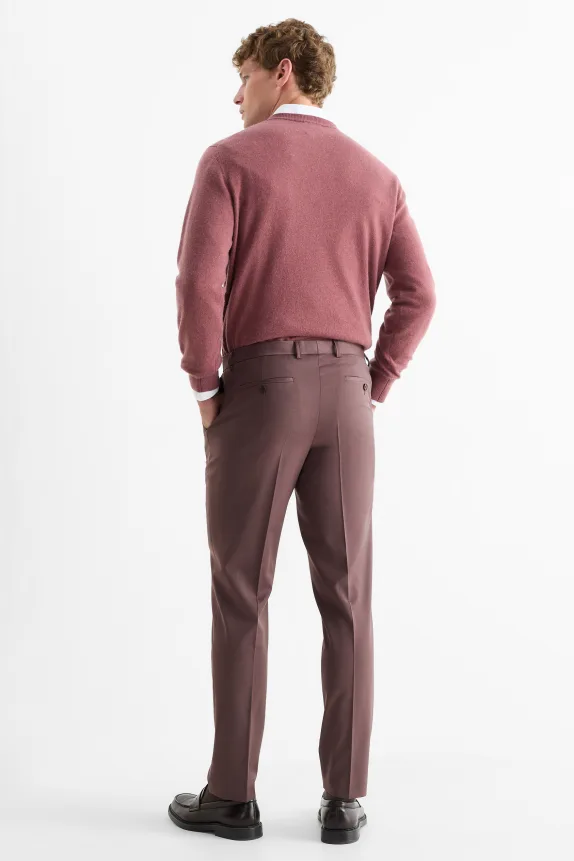 Mix & match suit trousers with new wool content - slim fit - stretch bordeaux