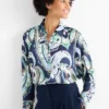 Blouse - patterned dark blue