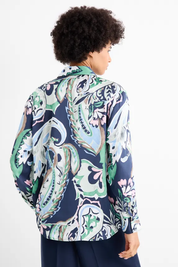 Blouse - patterned dark blue