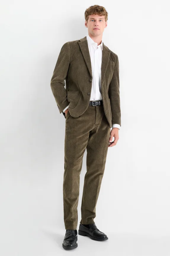 Corduroy mix & match trousers - regular fit - stretch dark green
