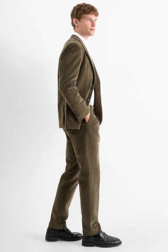 Corduroy mix & match trousers - regular fit - stretch dark green