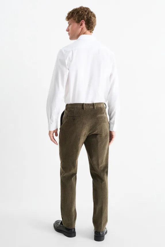 Corduroy mix & match trousers - regular fit - stretch dark green