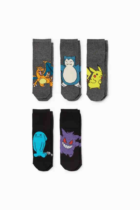 Multipack of 5 - PokÃ©mon - socks with motif black