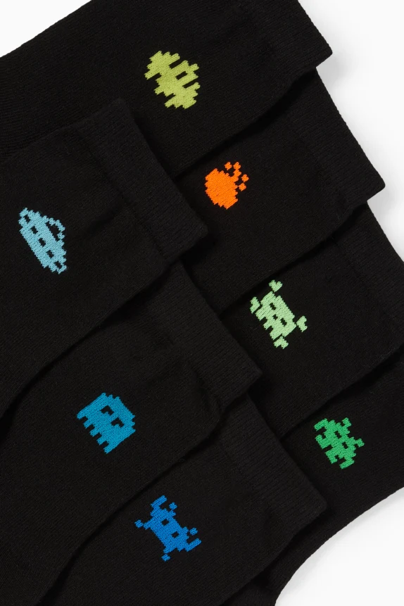 Multipack of 7 - gaming - socks with motif black