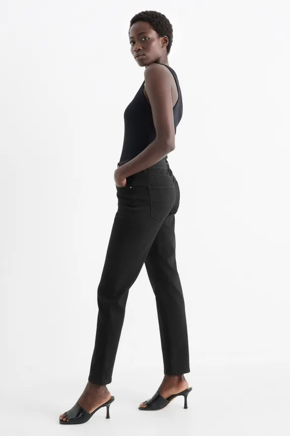 Slim jeans - mid-rise waist - shaping jeans - LYCRAÂ® black