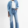 Flared jeans - high waist denim-light blue