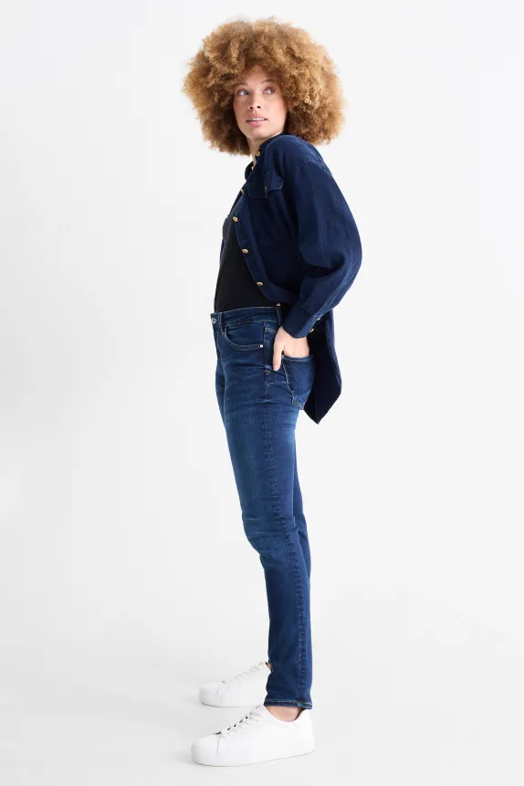 Slim jeans - mid-rise waist - shaping jeans - LYCRAÂ® blue denim