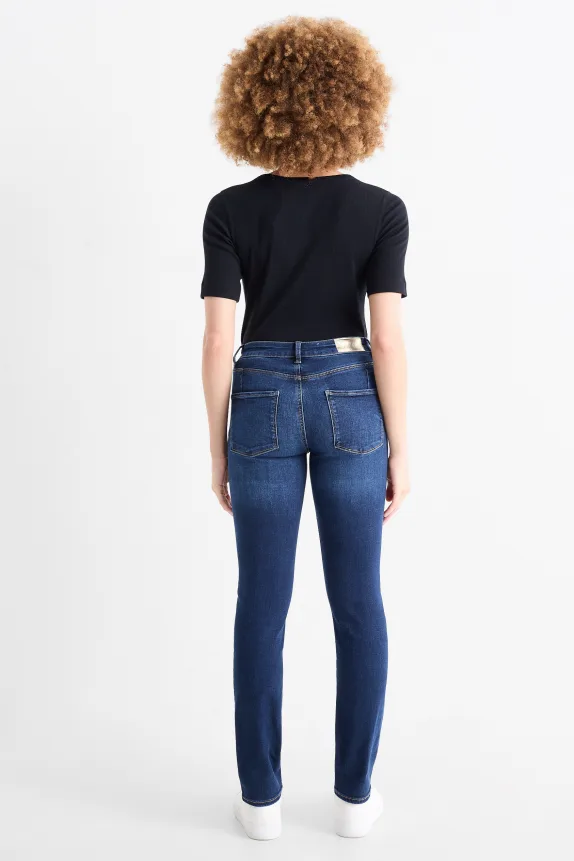 Slim jeans - mid-rise waist - shaping jeans - LYCRAÂ® blue denim